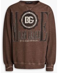 Dolce & Gabbana - Sweatshirt aus gebleichtem baumwollfrottee in distressed-optik mit logoprint - Lyst