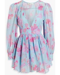 LoveShackFancy - Floral-print Cotton-blend Tulle Mini Dress - Lyst
