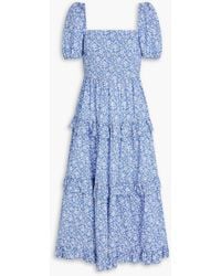 Polo Ralph Lauren - Ruffled Floral-print Cotton Midi Dress - Lyst