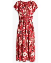 Ulla Johnson - Lottie Pleated Floral-print Cotton-blend Midi Dress - Lyst