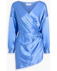 Michelle Mason - Wrap-Effect Silk-Satin Mini Dress - Lyst