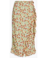 Ganni - Floral-print Wrap Skirt - Lyst
