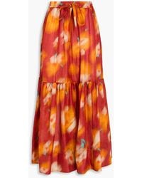 Lee Mathews - Ginger Printed Linen And Silk-blend Maxi Skirt - Lyst
