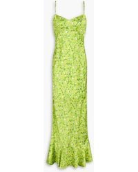 Saloni - Mimi Floral-Print Silk-Satin Maxi Dress - Lyst