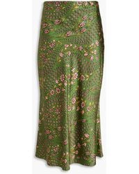 Veronica Beard - Floral-Print Satin Midi Skirt - Lyst