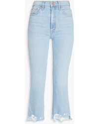 Mother - Insider Cropped Distressed High-rise Bootcut Jeans - Lyst