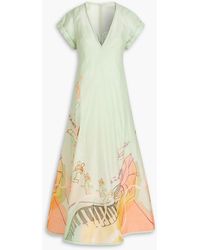 fitted top maxi dress Fitted Top Long Dress with Long Sleeves and Closed Neckline Multicolor / US 10