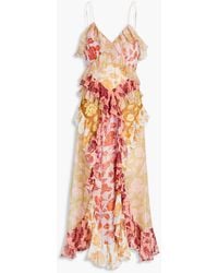 Zimmermann - Patchwork-effect Floral-print Silk-georgette Midi Dress - Lyst