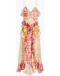 Zimmermann The Lovestruck Patchwork-effect Floral-print Silk-georgette Midi Dress - Multicolor