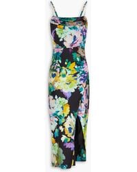 Nicholas - Skyler Draped Floral-print Silk-satin Midi Dress - Lyst