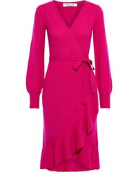 Diane von Furstenberg Kennedy Ruffled Wool And Cashmere-blend Wrap Dress - Multicolour