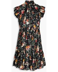 Zimmermann - Tiered Ruffled Floral-print Crepe De Chine Mini Dress - Lyst