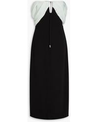 16Arlington - Strapless Satin-paneled Crepe Midi Dress - Lyst