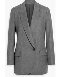 Brunello Cucinelli - Double-Breasted Metallic Wool-Blend Blazer - Lyst
