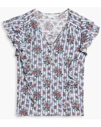 Veronica Beard - Joi Ruffled Printed Cotton-voile Top - Lyst