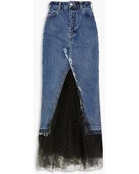 RED Valentino - Layered Point D'esprit And Denim Maxi Skirt - Lyst
