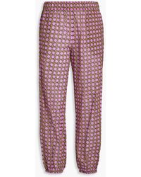 Tory Burch - Printed Cotton-voile Tapered Pants - Lyst