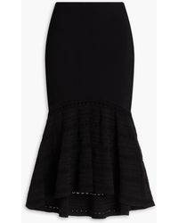 Victoria Beckham - Flared Pointelle-Knit Midi Skirt - Lyst