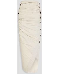 Philosophy Di Lorenzo Serafini - Ruched Striped Crepe Midi Wrap Skirt - Lyst