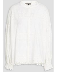 Maje - Ruffle-trimmed Broderie Anglaise Cotton Blouse - Lyst