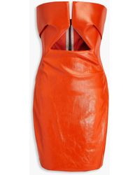 Rick Owens - Strapless Cutout Coated Denim Mini Dress - Lyst