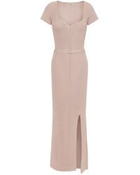 Nicholas Estelle Belted Pointelle-trimmed Knitted Midi Dress - Pink