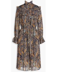 Antik Batik - Belted Paisley-print Chiffon Midi Shirt Dress - Lyst