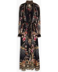 Camilla - Embellished Silk Crepe De Chine And Georgette Maxi Shirt Dress - Lyst
