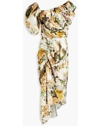 Preen By Thornton Bregazzi - Heaven One-shoulder Floral-print Satin Dress - Lyst