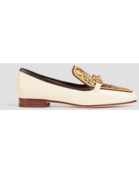 Tory Burch - Jessa Embellished Jacquard And Leather Loafers - Lyst