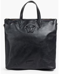 Versace Embellished Leather Tote - Black