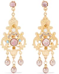 Ben-Amun - 24-karat Gold-plated, Faux Pearl, Crystal And Stone Earrings - Lyst