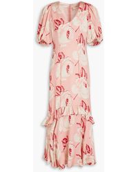 byTiMo - Floral-print Hammered-satin Maxi Dress - Lyst