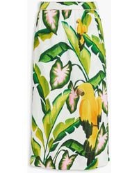 FARM Rio - Printed Linen-blend Midi Skirt - Lyst