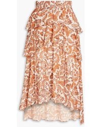 Maje - Tiered Paisley-print Cotton Midi Skirt - Lyst