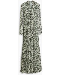Mikael Aghal - Pleated Leopard-print Crepe Maxi Dress - Lyst