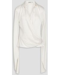 Jonathan Simkhai - Wrap-effect Draped Satin-crepe Top - Lyst