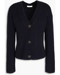 Vince - Ribbed Wool And Cashmere-blend Cardigan - Lyst