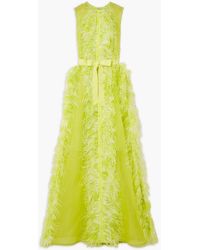 Huishan Zhang - Feather-embellished Silk-organza Gown - Lyst
