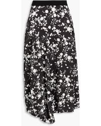 High - Floral-Print Satin Midi Skirt - Lyst