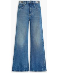 Rabanne - Embellished Faded High-Rise Wide-Leg Jeans - Lyst
