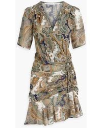 Veronica Beard - Dakota Ruffled Paisley-print Silk-chiffon Mini Dress - Lyst