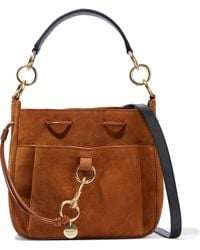 See By Chloé See By Chloé Tony Medium Suede And Leather Shoulder Bag - Brown