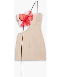Nensi Dojaka - Tulle-trimmed Cutout Stretch-knit Mini Dress - Lyst