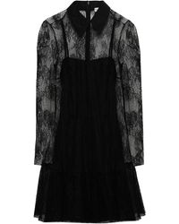 RED Valentino - Gathered Corded Lace Mini Dress - Lyst