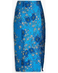 Ganni - Floral-print Jacquard Pencil Skirt - Lyst