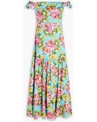 Borgo De Nor - Farrah Off-The-Shoulder Ruffled Floral-Print Cotton-Sateen Maxi Dress - Lyst