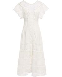 Zimmermann - Iris paneled leavers lace and swiss-dot cotton midi dress - Lyst