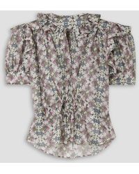 Isabel Marant - Annaelle Tie-neck Ruffled Printed Silk-voile Blouse - Lyst