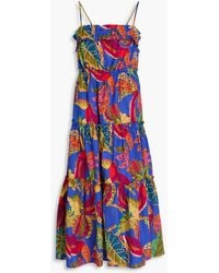 FARM Rio - Gestuftes midikleid aus baumwollpopeline mit print - Lyst